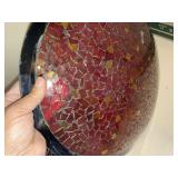 Decorative Platter Bowl Set Floral Pottery Mosaic Wall Decor 3 Pc
