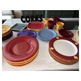 Assorted Colorful Ceramic Dinnerware Lot Plates Bowls Mugs Baskets