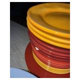 Assorted Colorful Ceramic Dinnerware Lot Plates Bowls Mugs Baskets