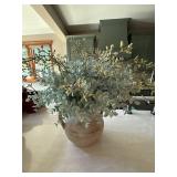Faux Eucalyptus Floral Arrangement in Rustic Ceramic Vase Home Decor
