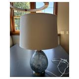 Modern Art Glass Table Lamp Blue Gray Teardrop Base Drum Shade