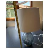 Modern Art Glass Table Lamp Blue Gray Teardrop Base Drum Shade