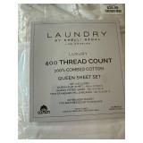 Laundry by Shelli Segal Queen Sheet Set 400 TC White Cotton New
