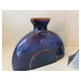 Modern Art Pottery Vase & Metal Candleholder Decor Set See Photos
