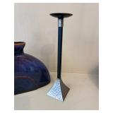 Modern Art Pottery Vase & Metal Candleholder Decor Set See Photos