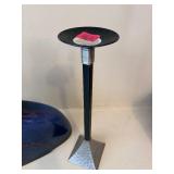 Modern Art Pottery Vase & Metal Candleholder Decor Set See Photos
