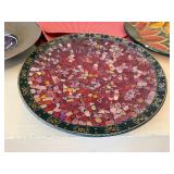 Decorative Platter Bowl Set Floral Pottery Mosaic Wall Decor 3 Pc