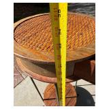 Wicker and Wrought Iron Small Side Table with Drawer
