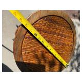 Wicker and Wrought Iron Small Side Table with Drawer