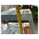 Metal Utility Equipment Stand Slotted Top Lower Shelf Rusted Base