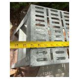 Metal Utility Equipment Stand Slotted Top Lower Shelf Rusted Base
