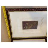 Pair Signed Framed Abstract Art Prints Symbols of Music & Coming Sun