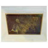 Pair Signed Framed Abstract Art Prints Symbols of Music & Coming Sun