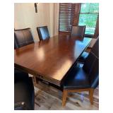 Stanley Furniture Urban Comfort Mahogany Dining Set Table 6 Leather Chairs