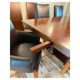Stanley Furniture Urban Comfort Mahogany Dining Set Table 6 Leather Chairs
