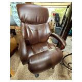 Brown Executive Office Chair Wood Arms High Back Fair Condition
