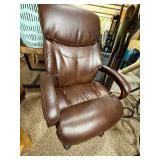 Brown Executive Office Chair Wood Arms High Back Fair Condition