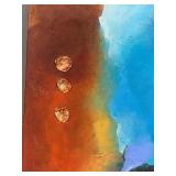 Signed Rinne Abstract Canvas Painting Textured Modern Art Approx 24in