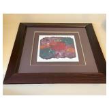 Signed Abstract Framed Wall Art Shadowbox Style Wood Frame