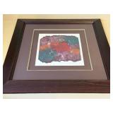 Signed Abstract Framed Wall Art Shadowbox Style Wood Frame