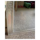 Large Silver Tone Framed Wall Mirror Basketweave Style Approx 36in W