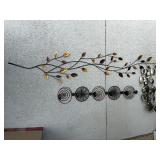 2 Metal Wall Decor Pieces Fish Sculpture & Spiral Candle Sconce Set