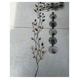 2 Metal Wall Decor Pieces Fish Sculpture & Spiral Candle Sconce Set