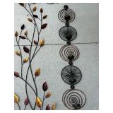 2 Metal Wall Decor Pieces Fish Sculpture & Spiral Candle Sconce Set