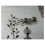 2 Metal Wall Decor Pieces Fish Sculpture & Spiral Candle Sconce Set