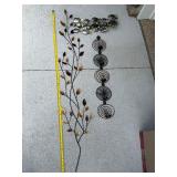 2 Metal Wall Decor Pieces Fish Sculpture & Spiral Candle Sconce Set