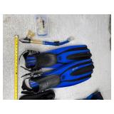 Mixed Scuba Snorkel Gear Lot Tilos Wetsuit Fins Booties Bags Good