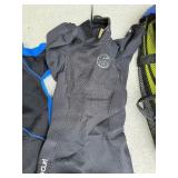 Mixed Scuba Snorkel Gear Lot Tilos Wetsuit Fins Booties Bags Good