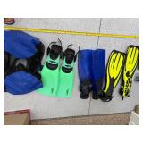 Mixed Scuba Snorkel Gear Lot Tilos Wetsuit Fins Booties Bags Good