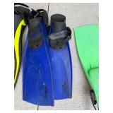Mixed Scuba Snorkel Gear Lot Tilos Wetsuit Fins Booties Bags Good