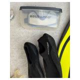 Mixed Scuba Snorkel Gear Lot Tilos Wetsuit Fins Booties Bags Good