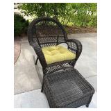 Pier 1 Wicker Patio Rocking Chair & Ottoman Brown w/ Cushion 43in High