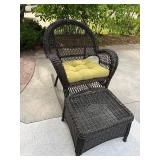 Pier 1 Wicker Patio Rocking Chair & Ottoman Brown w/ Cushion 43in High