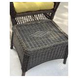 Pier 1 Wicker Patio Rocking Chair & Ottoman Brown w/ Cushion 43in High