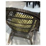 Pier 1 Wicker Patio Rocking Chair & Ottoman Brown w/ Cushion 43in High