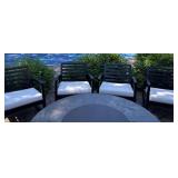 Set of 4 Outdoor Patio Rocking Arm Chairs Black Metal White Cushions