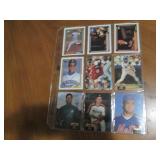 Double Sided Page of Assorted Baseball Trading Cards in Plastic Sleeve