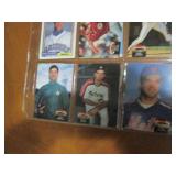 Double Sided Page of Assorted Baseball Trading Cards in Plastic Sleeve