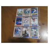 Double sided page of baseball cards including an assortment of years and players