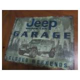 Jeep garage metal sign, measures 12...