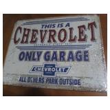 Chevrolet metal sign, measures 12 x...