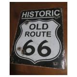 Historic Route 66 metal sign, measu...