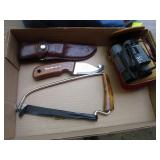 Marttini Knife, Bone Saw, Binoculars