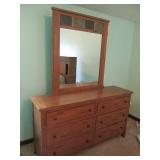 Wood 6-drawer dresser and mirror ap...
