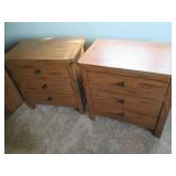 Pair of (2) wood 3-drawer nightstan...