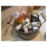 Metal basket with handles, glass ra...